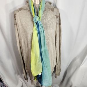 Designer Hues of Yellow Green & Blue Tassel Ends Scarf